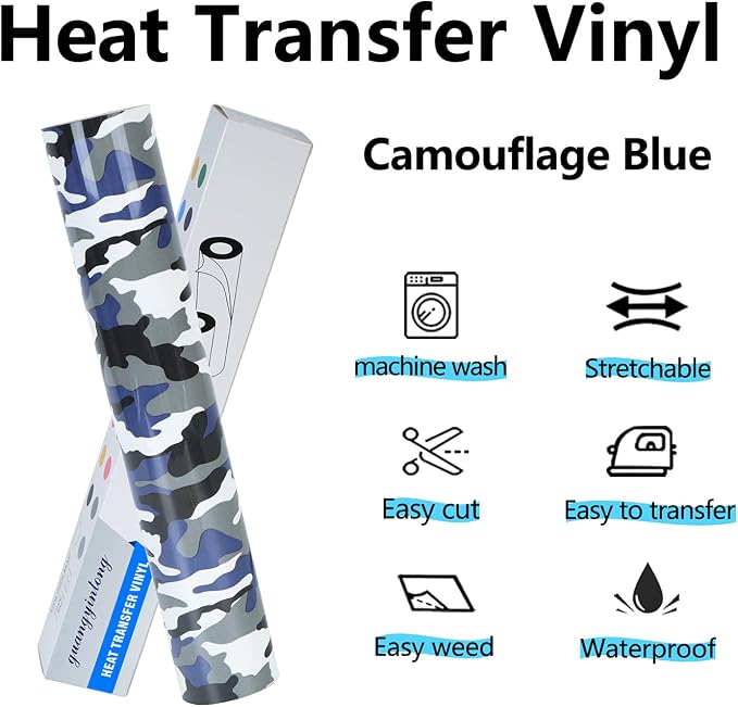 Guangyintong Camouflage Blue Heat Transfer Vinyl Rolls, All Cutter Machine - Image 4