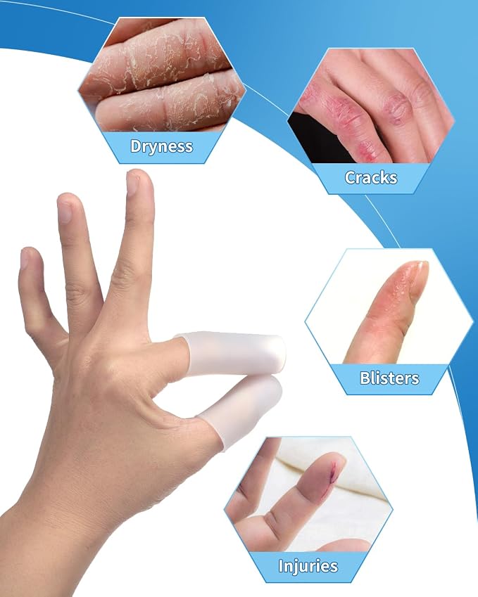 EORTA 30 Pieces Silicone Finger Cots Gel Finger Protector Gloves Fingertip - Image 8