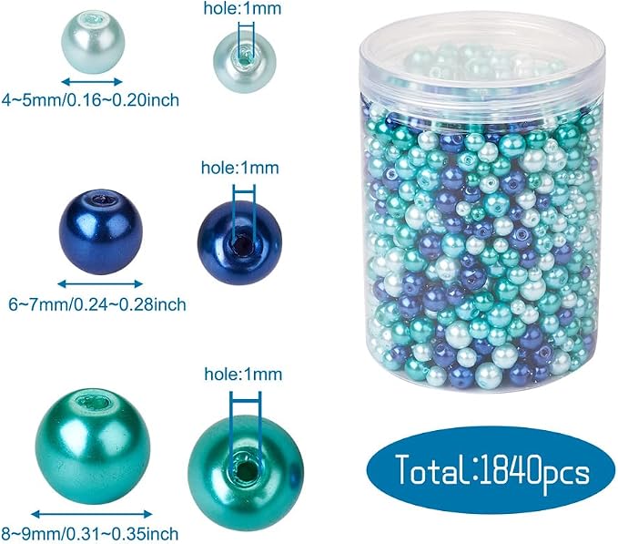 1840Pcs 4/6/8mm Glass Pearl Beads Pearlized Beads Multi Colors Round Spacer - Image 2