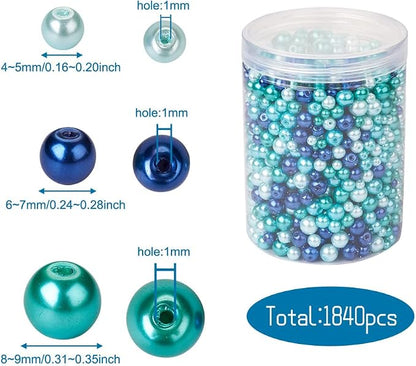 1840Pcs 4/6/8mm Glass Pearl Beads Pearlized Beads Multi Colors Round Spacer - Image 2