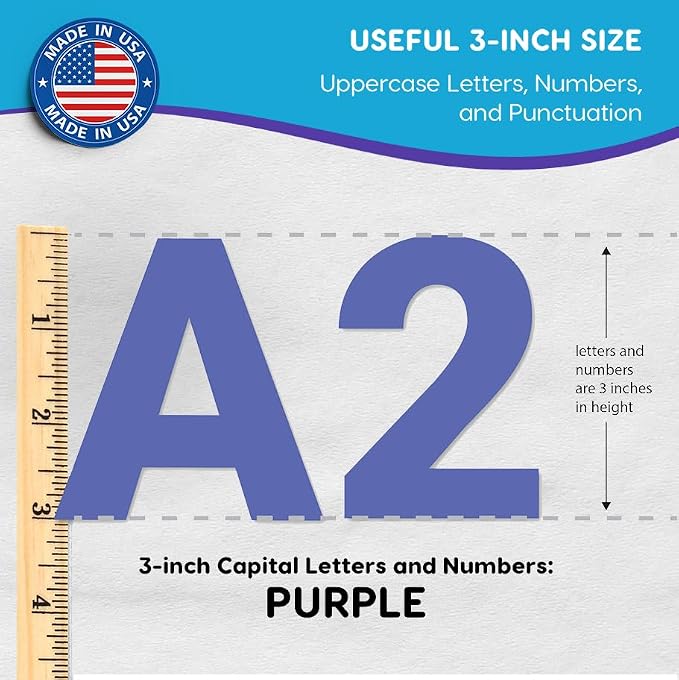 209 Pcs 3" Purple Bulletin Board Letters & Numbers, Capital Letters, Punctuation - Image 3