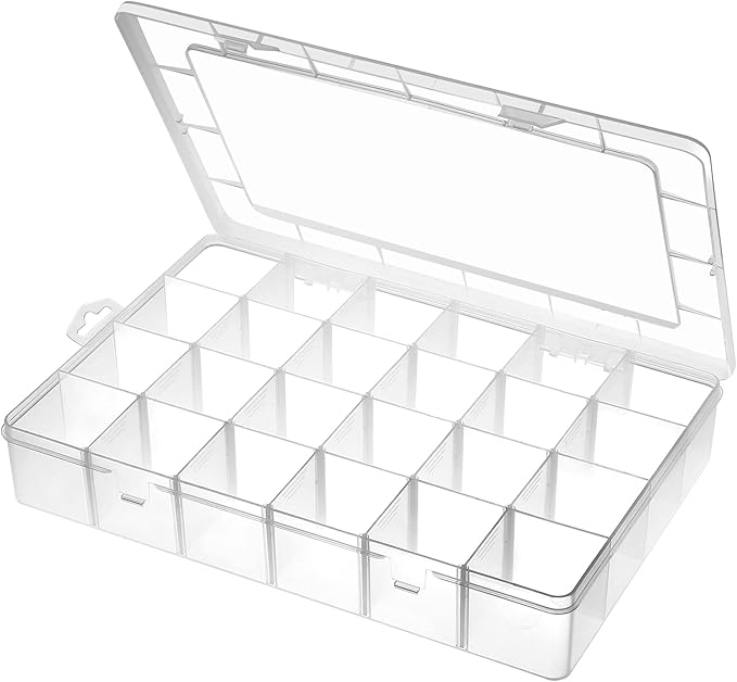 Large 24 Grids Plastic Organizer Box Adjustable Dividers, Art DIY Crafts by Gbivbe
