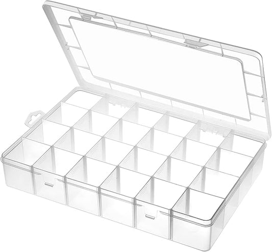 Large 24 Grids Plastic Organizer Box Adjustable Dividers, Art DIY Crafts by Gbivbe