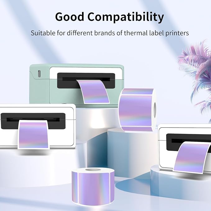 2" x 2" Square Thermal Labels Stickers, Holographic Thermal Stickers Labels - Image 3