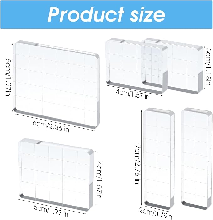 6 Pcs Acrylic Stamping Blocks, Acrylics Blocks - Image 2