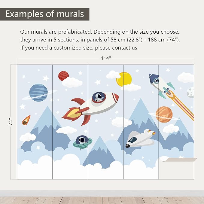 AFZEVEB-Space Mural Hand-Painted Cartoon Wallpaper - Image 3
