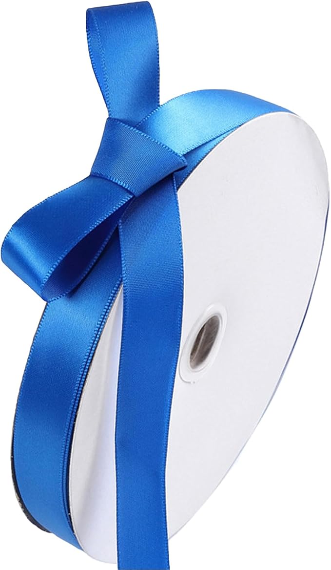 5/8" x 100 Yards Royal Blue Polyester Satin Ribbon Single Faced Bulk Fabric by Oakarbo