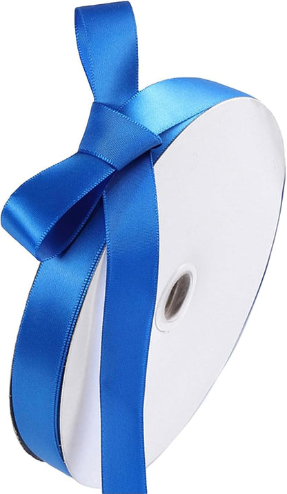 5/8" x 100 Yards Royal Blue Polyester Satin Ribbon Single Faced Bulk Fabric by Oakarbo