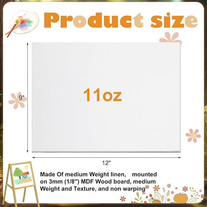 6 Pack 9 x 12 Inch Oil Primed Archival Linen Panels 11oz Painting Oils Panels - Image 2
