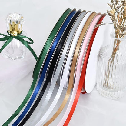 TONIFUL 1/4 Inch x 100yds Red Satin Ribbon, Thin Solid Color Satin Ribbon - Image 6