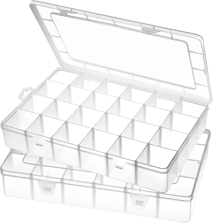 Large 24 Grids Plastic Organizer Box Adjustable Dividers, Art DIY Crafts by Gbivbe