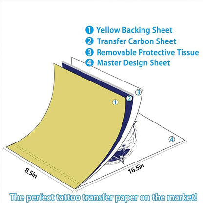 2025 NEW Extended Tattoo transfer paper, 100 Sheets Premium Stencil Transfer - Image 6