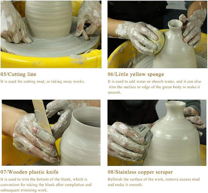 8 Pieces Wooden Pottery Sculpting Clay Cleaning Tool Set, Includes Clay Cutting - Image 5