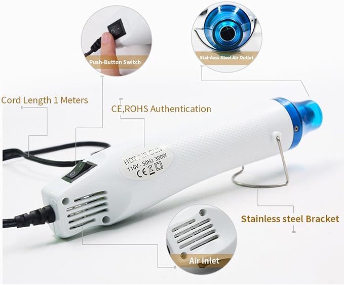 mofa Temp Regulation Heat gun, 6.6ft Cable 300W Hot Air Gun - Image 3