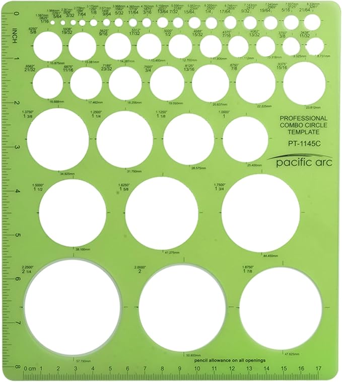 Pacific Arc Template: Combo Circle Master, 45 Circles: 1/16" to 1 7/8" by PacificArc