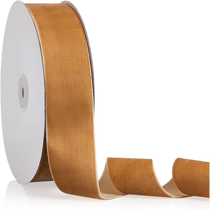 1.5" X 20 Yards Light Khaki Velvet Ribbon by Bomybaw
