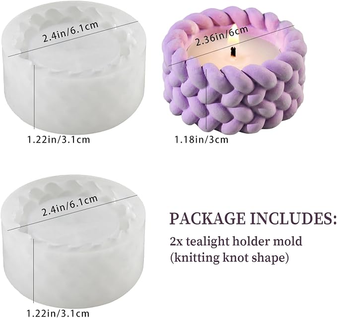 Wehous 2PCS Knot Shape Tealight Holder Mold, Unique 3D Candle Holder Silicone - Image 3