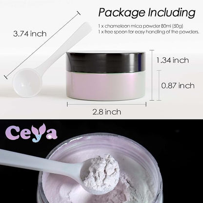 Ceya Interference Mica Powder, 1.8oz/ 50g Ghost Purple Chrome Nail Powder - Image 4