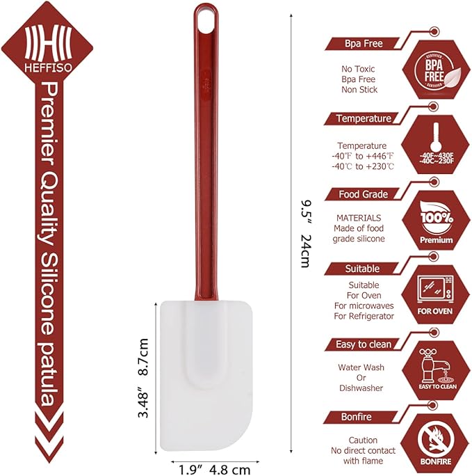 3 PCS Commercial Grade Heat Resistant Silicone Spatulas, 9.5-Inch Rubber - Image 8