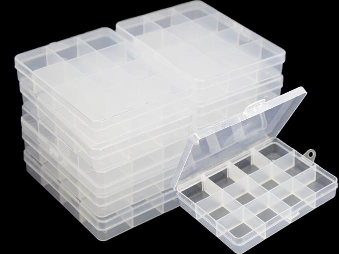 Small Plastic Organizer Box 10 packs12 Grids Clear Storage Container Jewelry by JESEP+YONG