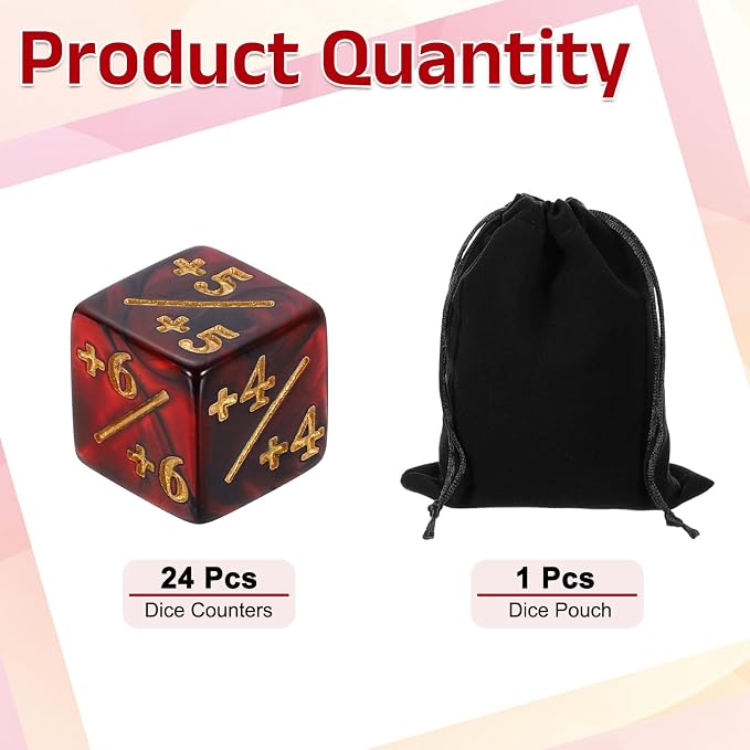 uxcell 24Pcs Magic Dice Counters, Acrylic D6 Life Token Dice Set - Image 3
