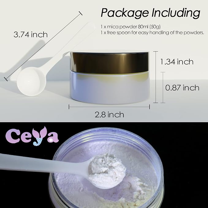 Ceya Interference Mica Powder, 1.8oz/ 50g Ghost Sapphire Chrome Nail Powder - Image 4