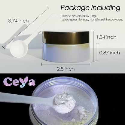 Ceya Interference Mica Powder, 1.8oz/ 50g Ghost Sapphire Chrome Nail Powder - Image 4
