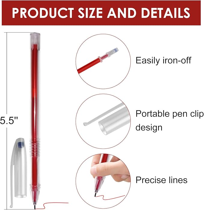 48pcs Heat Erasable Pens for Fabric, Fabric Pens for Sewing Erasable for - Image 2