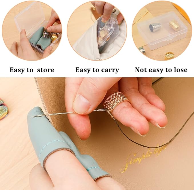 10pcs Hand-Working Sewing Thimble, Metal Finger Shield Ring, Leather Coin - Image 6