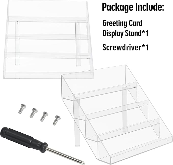 PecMuikee Greeting Card Display, 4 Tiers Clear Acrylic Sticker Display Stand - Image 7