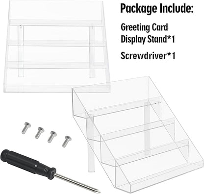 PecMuikee Greeting Card Display, 4 Tiers Clear Acrylic Sticker Display Stand - Image 7