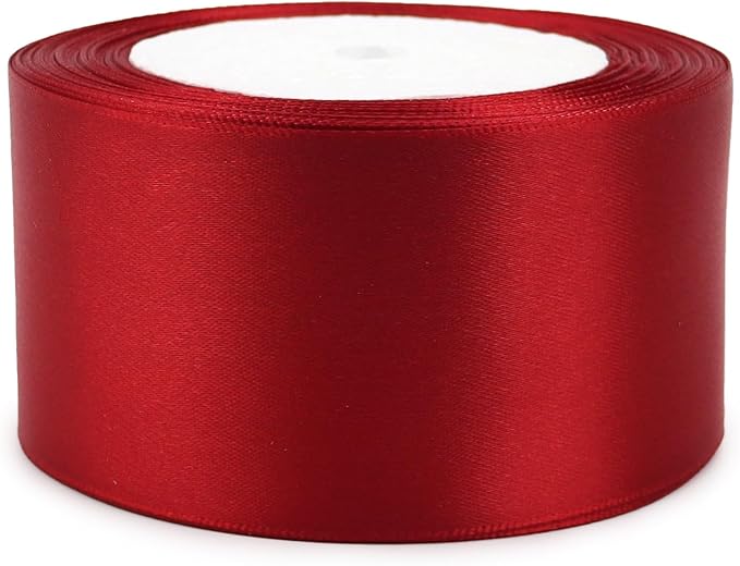 Deep red Solid Satin Ribbon 2 Inch 25 Yards Solid Polyester Fabric Ribbon - Image 6