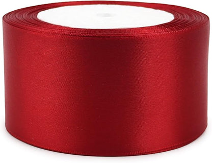 Deep red Solid Satin Ribbon 2 Inch 25 Yards Solid Polyester Fabric Ribbon - Image 6