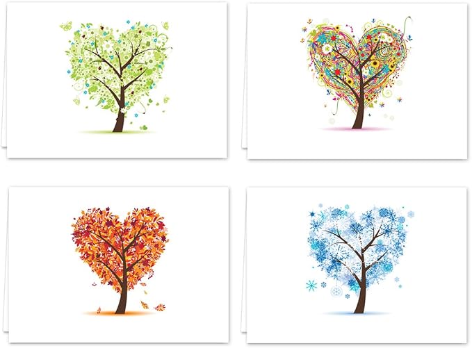 Seasons of Life Note Card Assortment Pack/Set Of 24 Greeting Cards And White by CanopyStreet