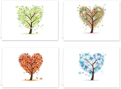 Seasons of Life Note Card Assortment Pack/Set Of 24 Greeting Cards And White by CanopyStreet