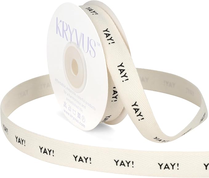 Yay! Ribbon - 5/8 Inch x 12 Yards Natural Twill Tape Ribbon, Cotton Herringbone by Kryvusribbon