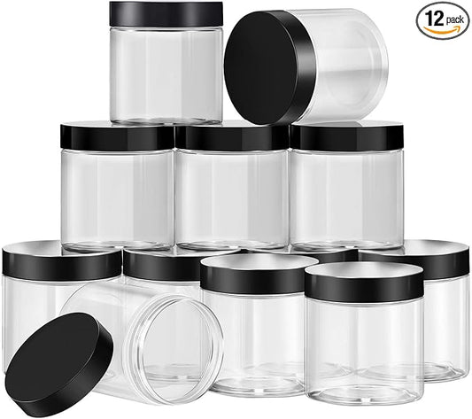 SATINIOR 12 Pack 10 oz Plastic Container Jars by SATINIOR