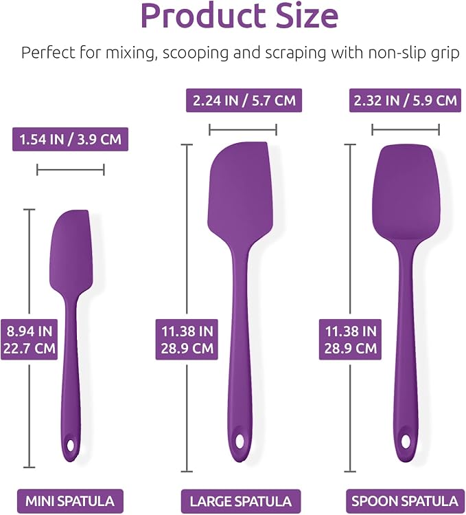 U-Taste Silicone Spatula Set: 600ºF High Heat Resistant, Seamless Food Grade - Image 2