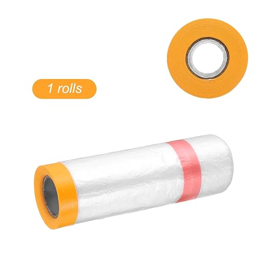 HARFINGTON Pre-Taped Masking Film 43.3" x32.8ft Double Adhesive Tape and Drape - Image 3