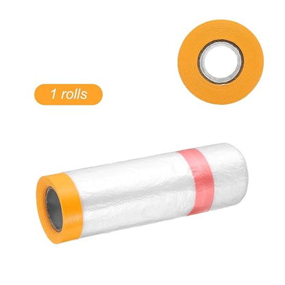 HARFINGTON Pre-Taped Masking Film 43.3" x32.8ft Double Adhesive Tape and Drape - Image 3