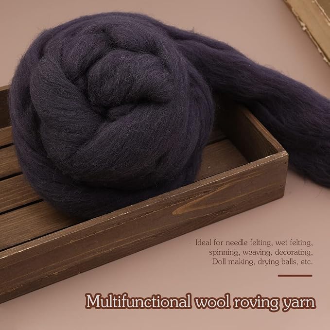 3.53oz Wool Roving Yarn, Wool Felting Supplies, Pure Wools, Chunky Yarn - Image 6