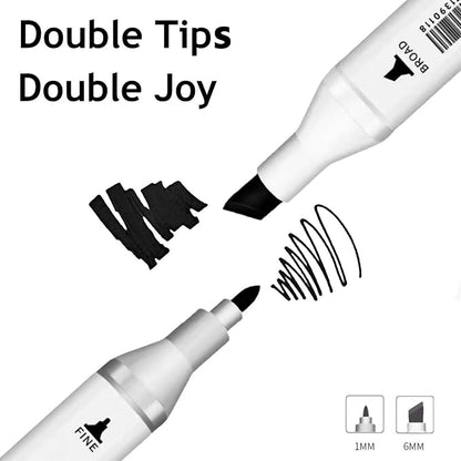 6pcs Black Alcohol Markers Set, Dual Tips Art Markers Drawing Sketched Double - Image 2