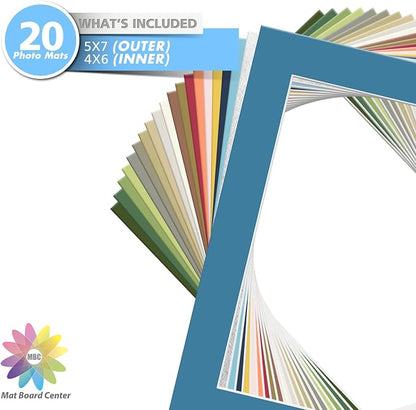 Mat Board Center, 5x7 Mixed Colors White Core Picture Mats Mattes Matting - Image 3