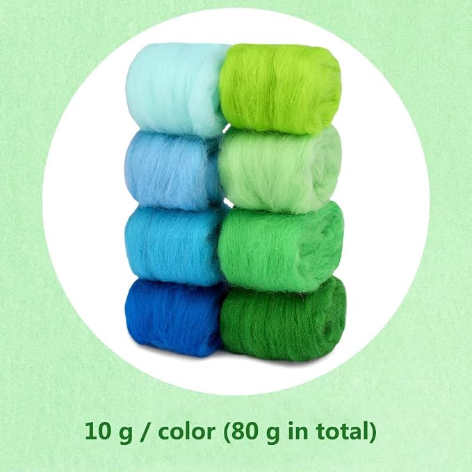 WONVOC 2.82oz Needle Felting Wool, 8 Colors Wool Roving, Wool Roving - Image 2