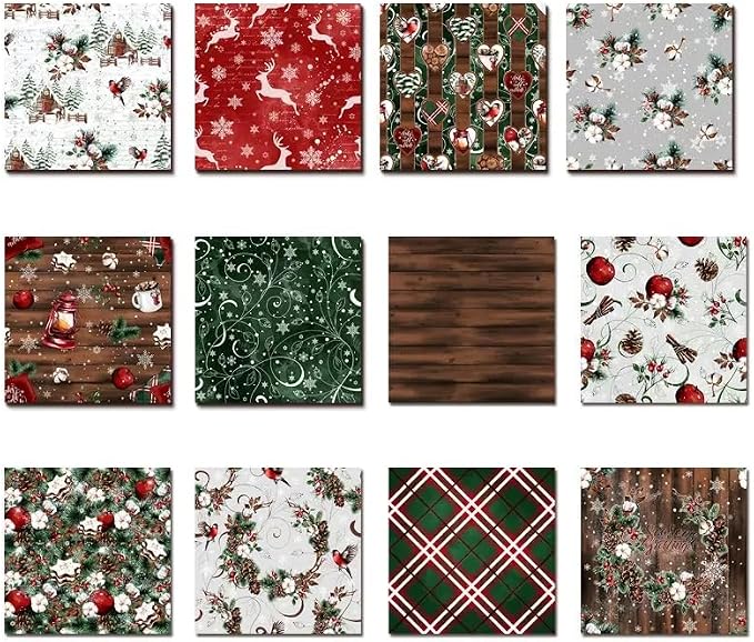 Christmas Scrapbook Paper 12×12, Merry Christmas Tree Deer Patterned Paper - Image 4