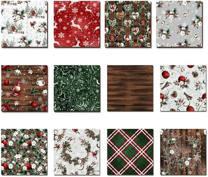 Christmas Scrapbook Paper 12×12, Merry Christmas Tree Deer Patterned Paper - Image 4