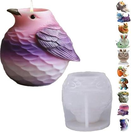 Animal Resin Molds Silicone 3D Cute Bird Epoxy Resin Plaster Candle Holder Wax by Unknown