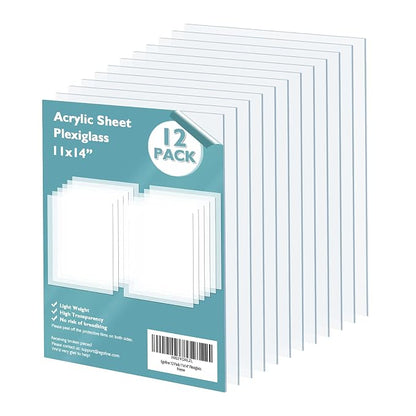 Egofine Plexiglass Sheets Acrylic Sheets 12 Pack of 11x14 0.04 Thick Clear by Egofine