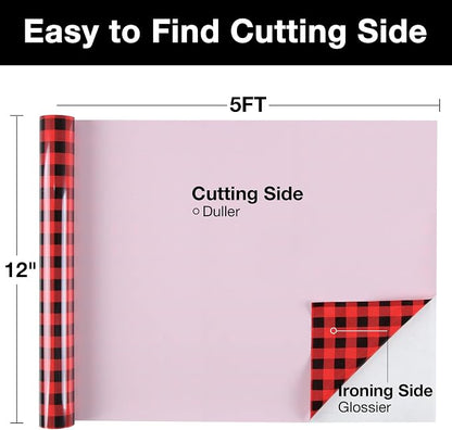 TORC Red Black Buffalo Plaid HTV Vinyl 12 inch x 10 ft, Check Heat Transfer - Image 2
