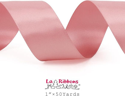 LaRibbons 1 Inch 50 Yard Double Faced Satin Ribbon, Dust Pink Satin Craft - Image 5